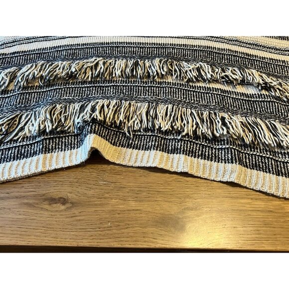 Linda Anderson Poncho Women's OS ‎ Striped Fringe Sweater Boho Western Aztec - Picture 7 of 10